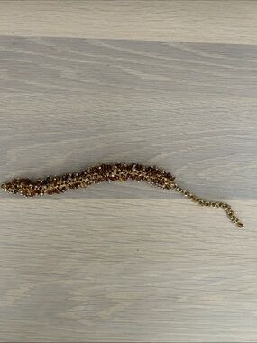 Gold Beaded Cluster Bracelet - Amber Tones